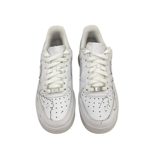 Nike Shoes Air Force 1 AF! White Custom Lightning Bolt Sneakers Size Women's 6.5 - Picture 2 of 5